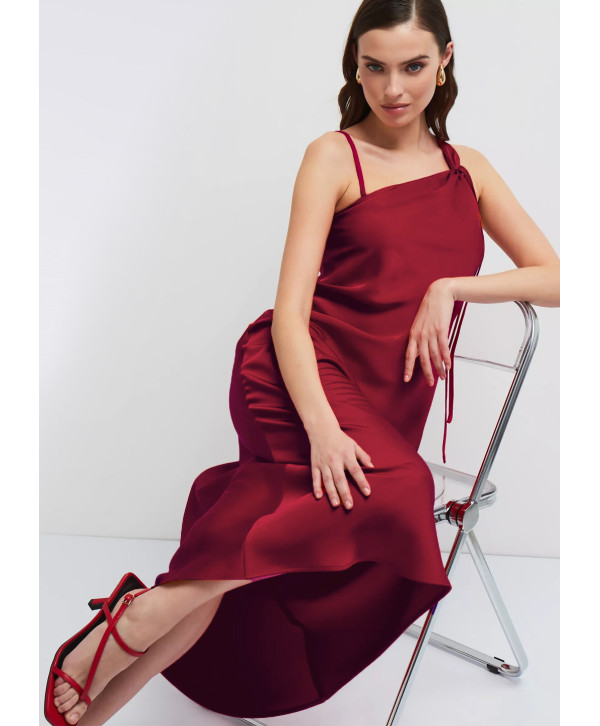 Сукня комбінація асиметрична міді, бордова