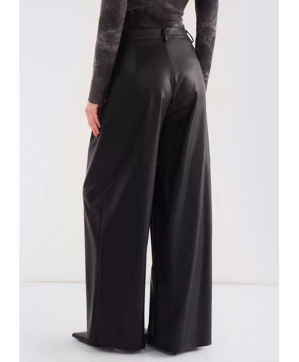 Брюки палаццо из еко  шкіри, чорні Брюки палаццо из еко  шкіри, чорні