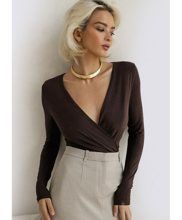 Бавовняний боді Меланія коричневий