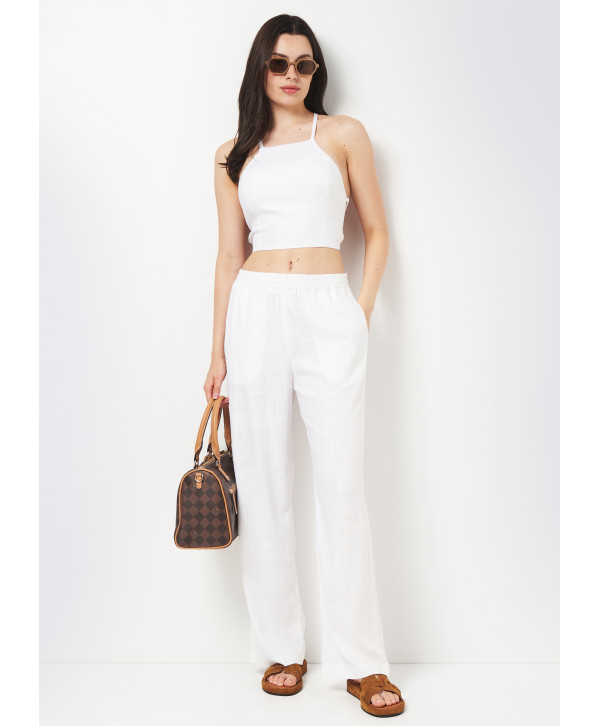 Топ на зав'язках лляний, білий Топ на зав'язках лляний, білий