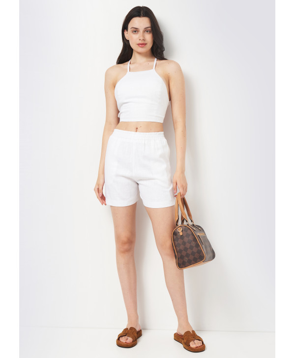 Топ на зав'язках лляний, білий Топ на зав'язках лляний, білий