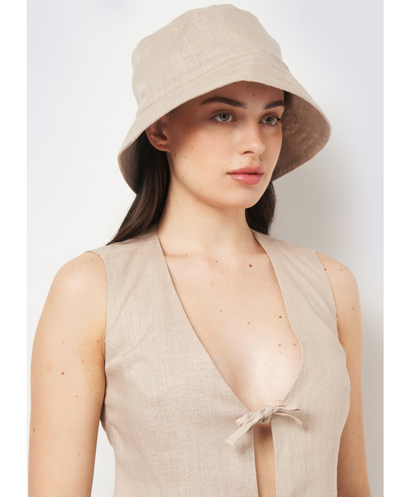 Панама льон котон, бежева Панама льон котон, бежева