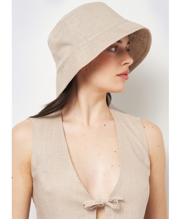 Панама льон котон, бежева