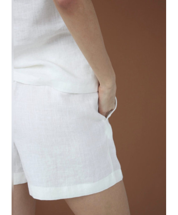 Шорти лляні короткі, білі
