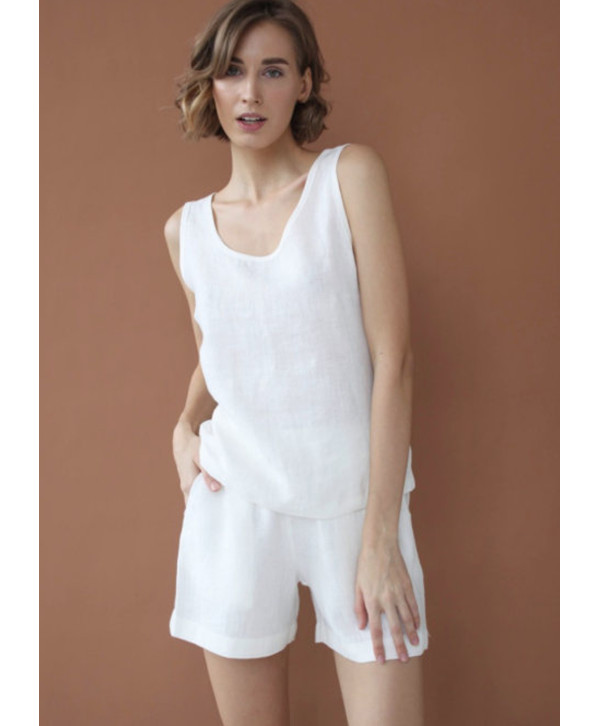 Шорти лляні короткі, білі