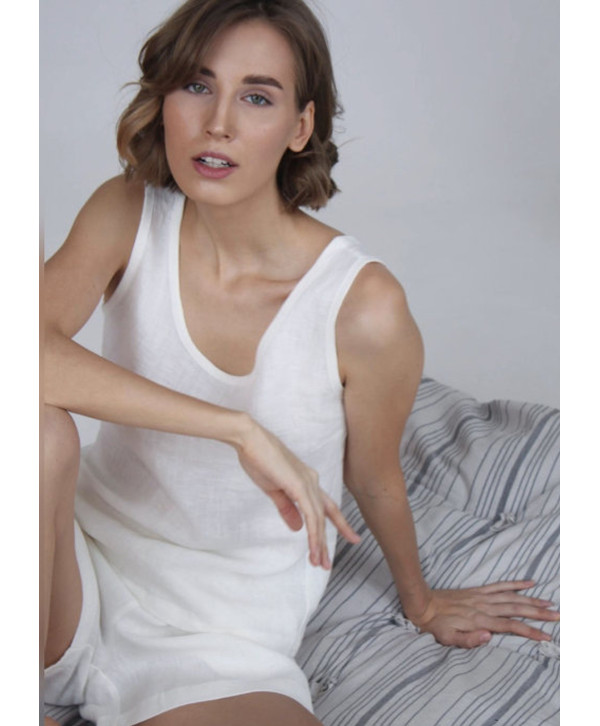 Топ з відкритою спиною лляний, білий