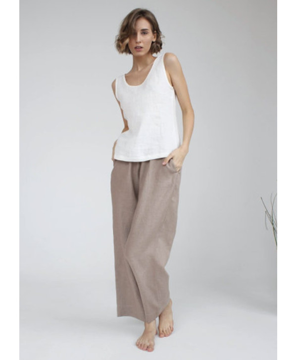 Топ з відкритою спиною лляний, білий