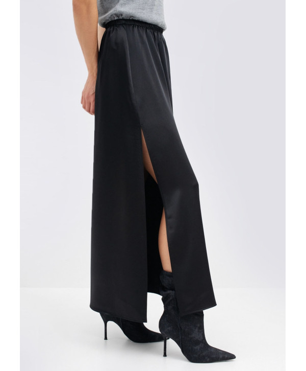 Спідниця шовкова  максі, чорна Спідниця шовкова  максі, чорна