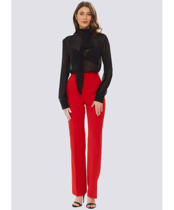 Блуза шифонова прозора з бантом