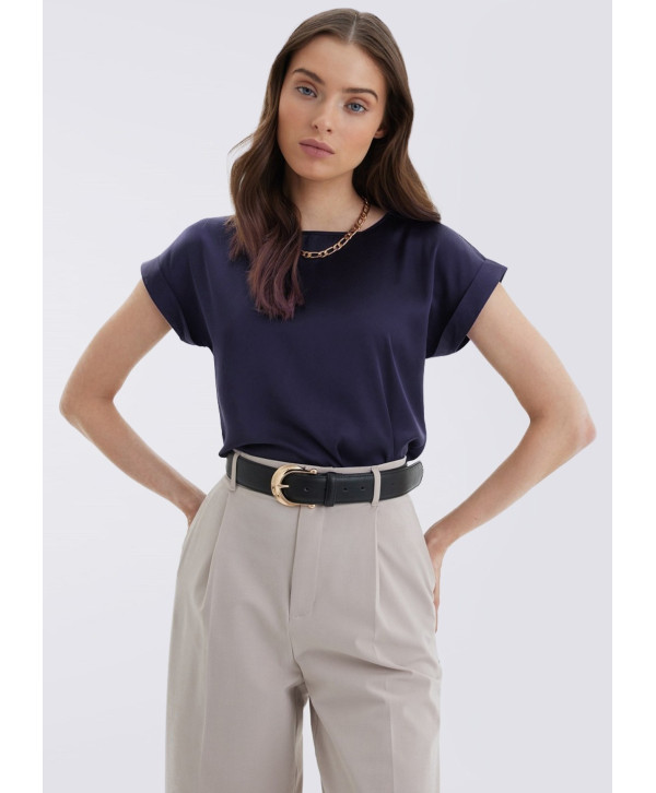 Блуза шовкова, темно-синя Блуза шовкова, темно-синя