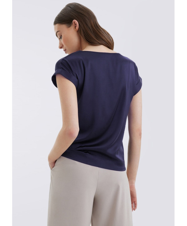 Блуза шовкова, темно-синя Блуза шовкова, темно-синя