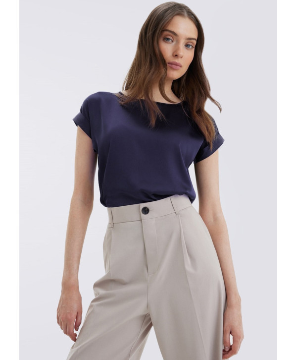 Блуза шовкова, темно-синя Блуза шовкова, темно-синя