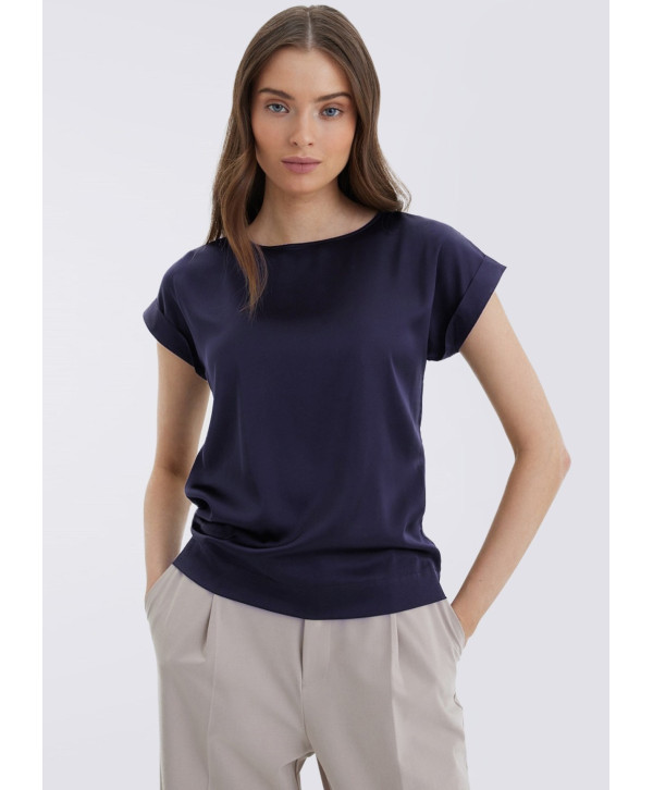 Блуза шовкова, темно-синя Блуза шовкова, темно-синя