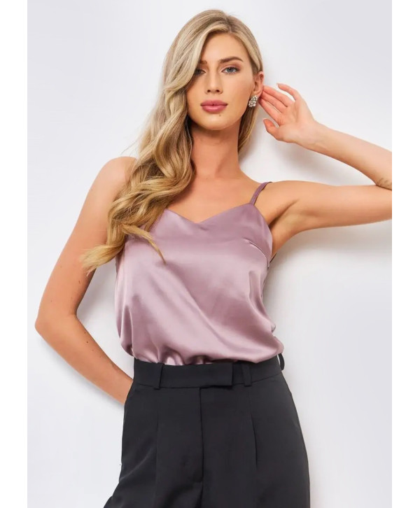 Майка шовкова коротка, лілова