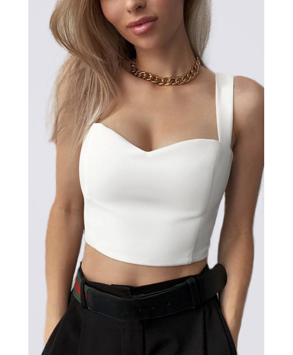 Bustier top with wide straps, white