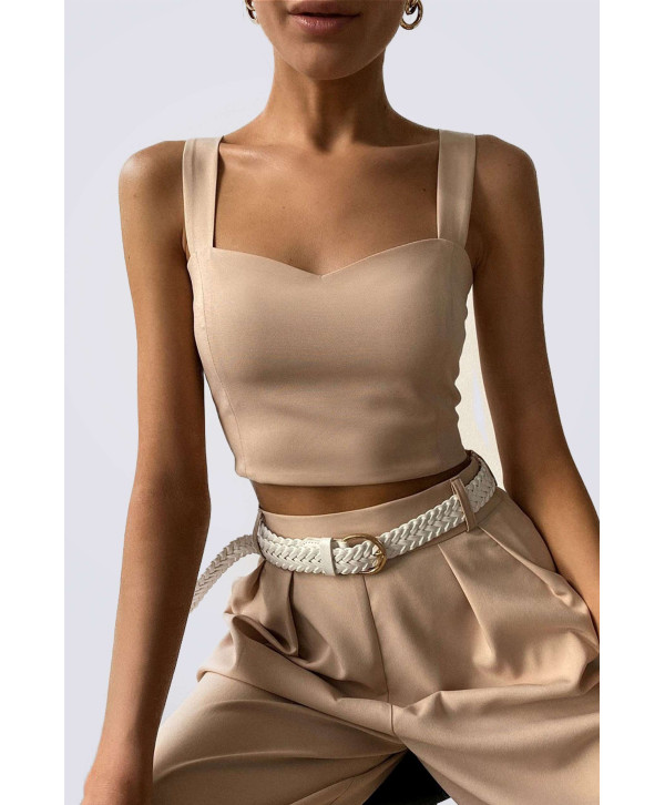 Bustier top with wide straps, beige
