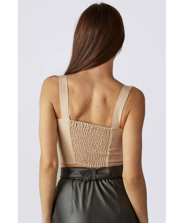 Bustier top with wide straps, beige