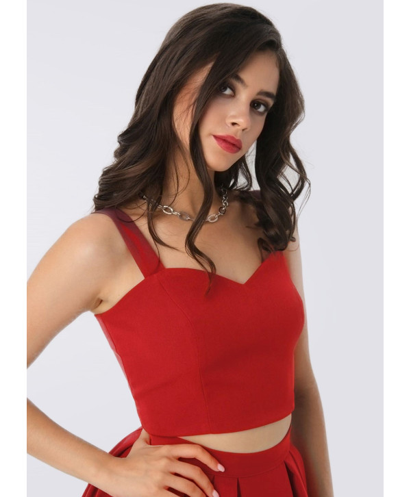 Bustier top with wide straps, red