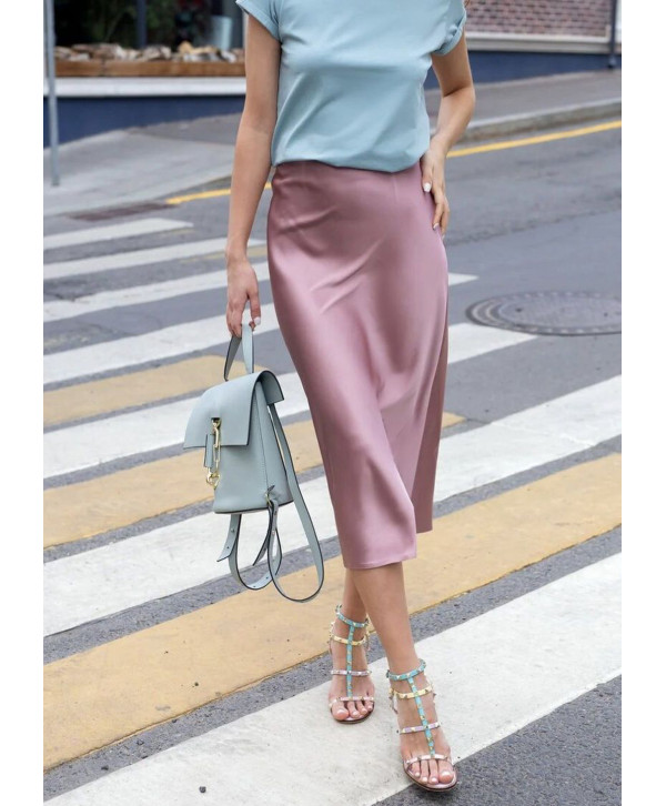 Спідниця шовкова міді, ліловий