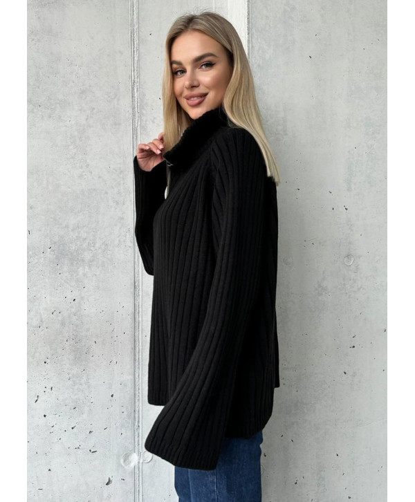 Светр в рубчик з коміром на блискавці oversize Светр в рубчик з коміром на блискавці oversize