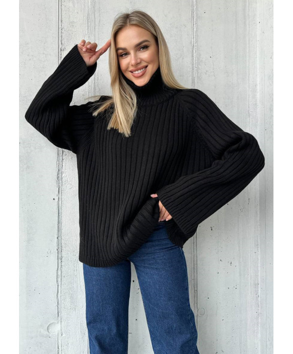 Светр в рубчик з коміром на блискавці oversize Светр в рубчик з коміром на блискавці oversize