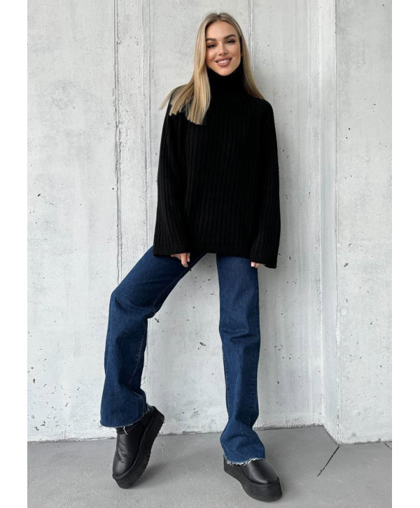 Светр в рубчик з коміром на блискавці oversize Светр в рубчик з коміром на блискавці oversize