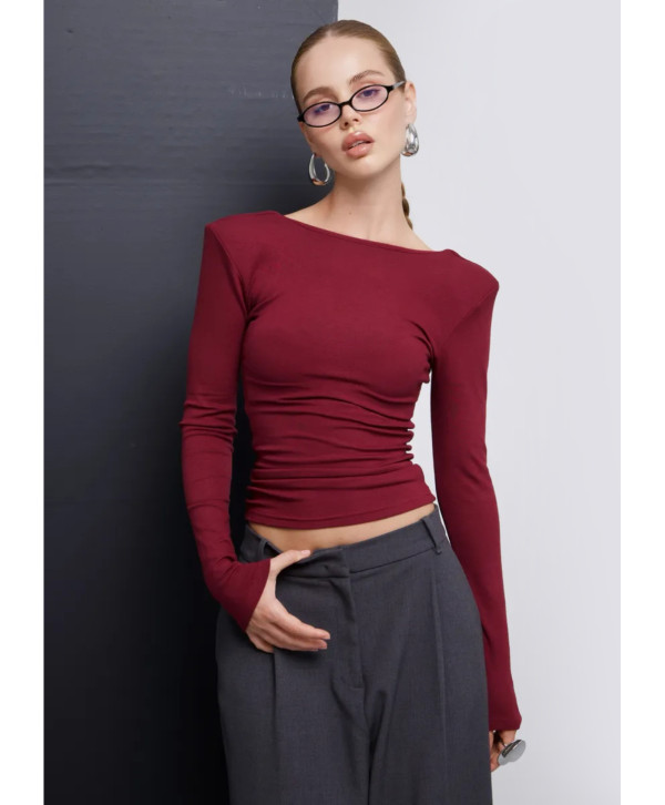 Лонгслів з підплічниками та відкритою спиною Лонгслів з підплічниками та відкритою спиною