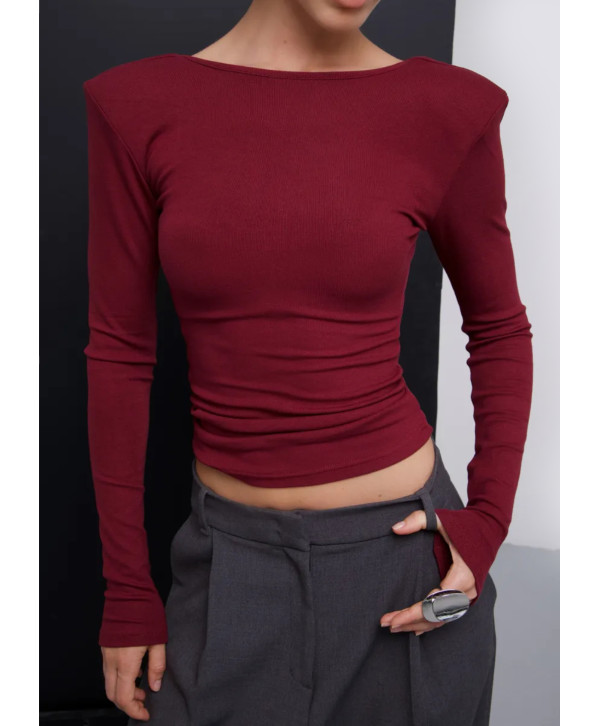 Лонгслів з підплічниками та відкритою спиною Лонгслів з підплічниками та відкритою спиною