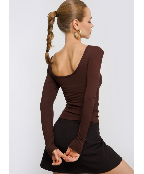 Лонгслів з підплічниками та відкритою спиною Лонгслів з підплічниками та відкритою спиною