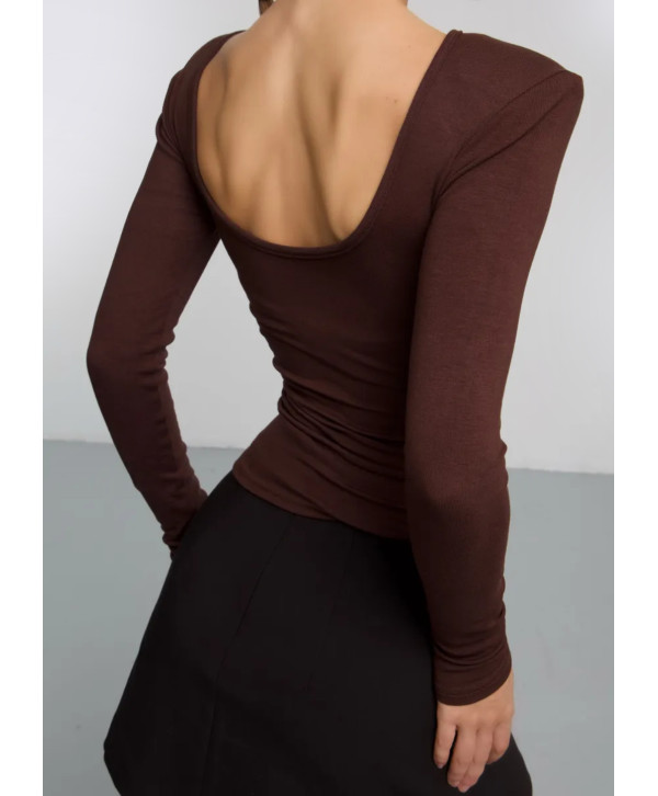 Лонгслів з підплічниками та відкритою спиною Лонгслів з підплічниками та відкритою спиною