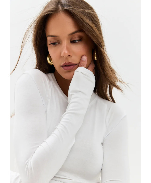 Лонгслів з подовженим рукавом, білий Лонгслів з подовженим рукавом, білий