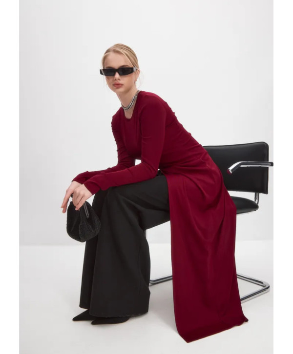Асиметрична бавовняна туніка, бордова