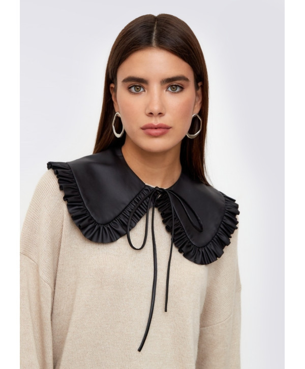 Комірець з еко-шкіри, чорний