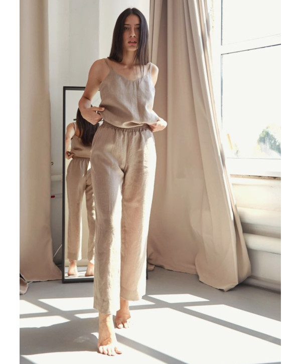 Брюки лляні, бежеві Брюки лляні, бежеві
