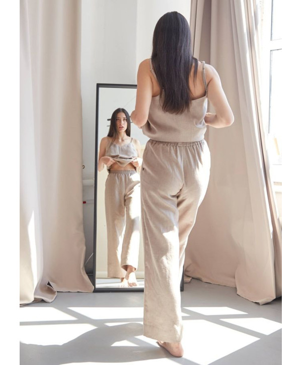 Брюки лляні, бежеві Брюки лляні, бежеві