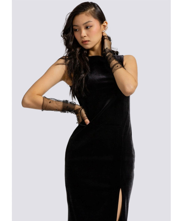 Сукня футляр з оксамиту, чорна