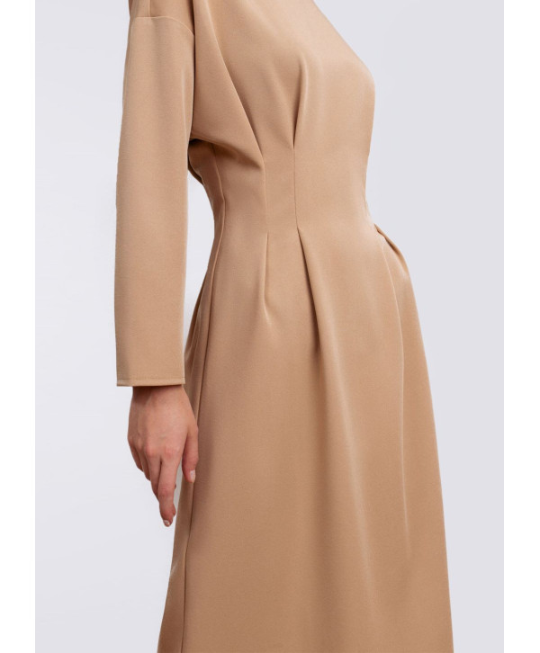 Сукня міді, бежева