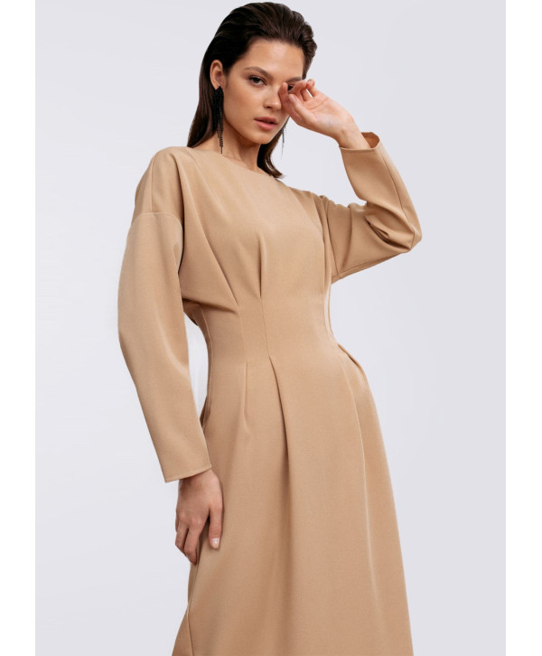 Сукня міді, бежева
