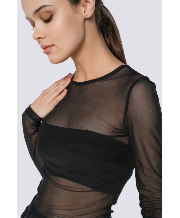 Лонгслів сітка з бандо, чорний Лонгслів сітка з бандо, чорний