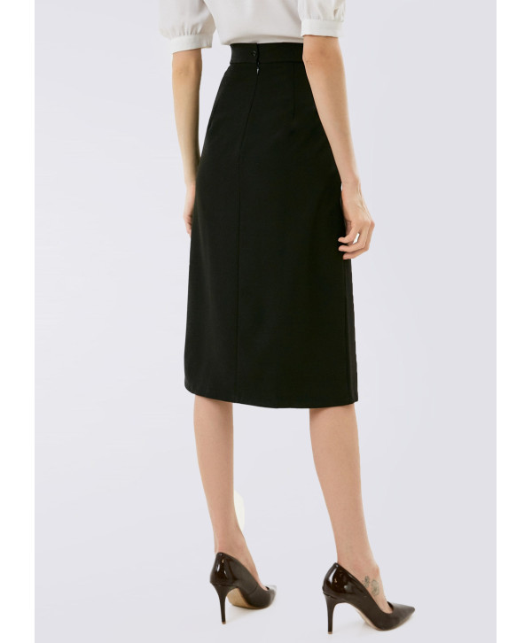 Спідниця A-line міді з розрізом, чорна