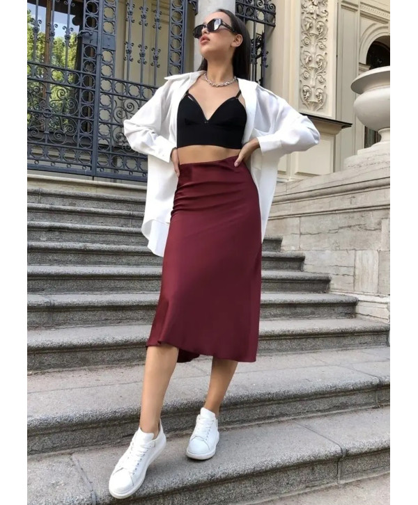 Спідниця шовкова міді, чорна Спідниця шовкова міді, чорна