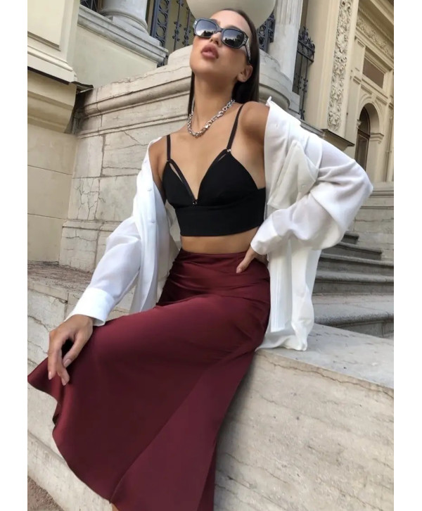 Спідниця шовкова міді, чорна Спідниця шовкова міді, чорна