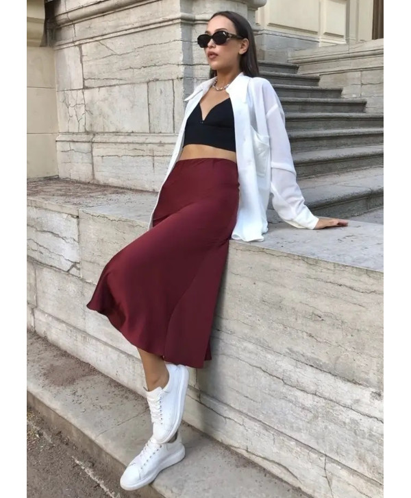 Спідниця шовкова міді, чорна Спідниця шовкова міді, чорна